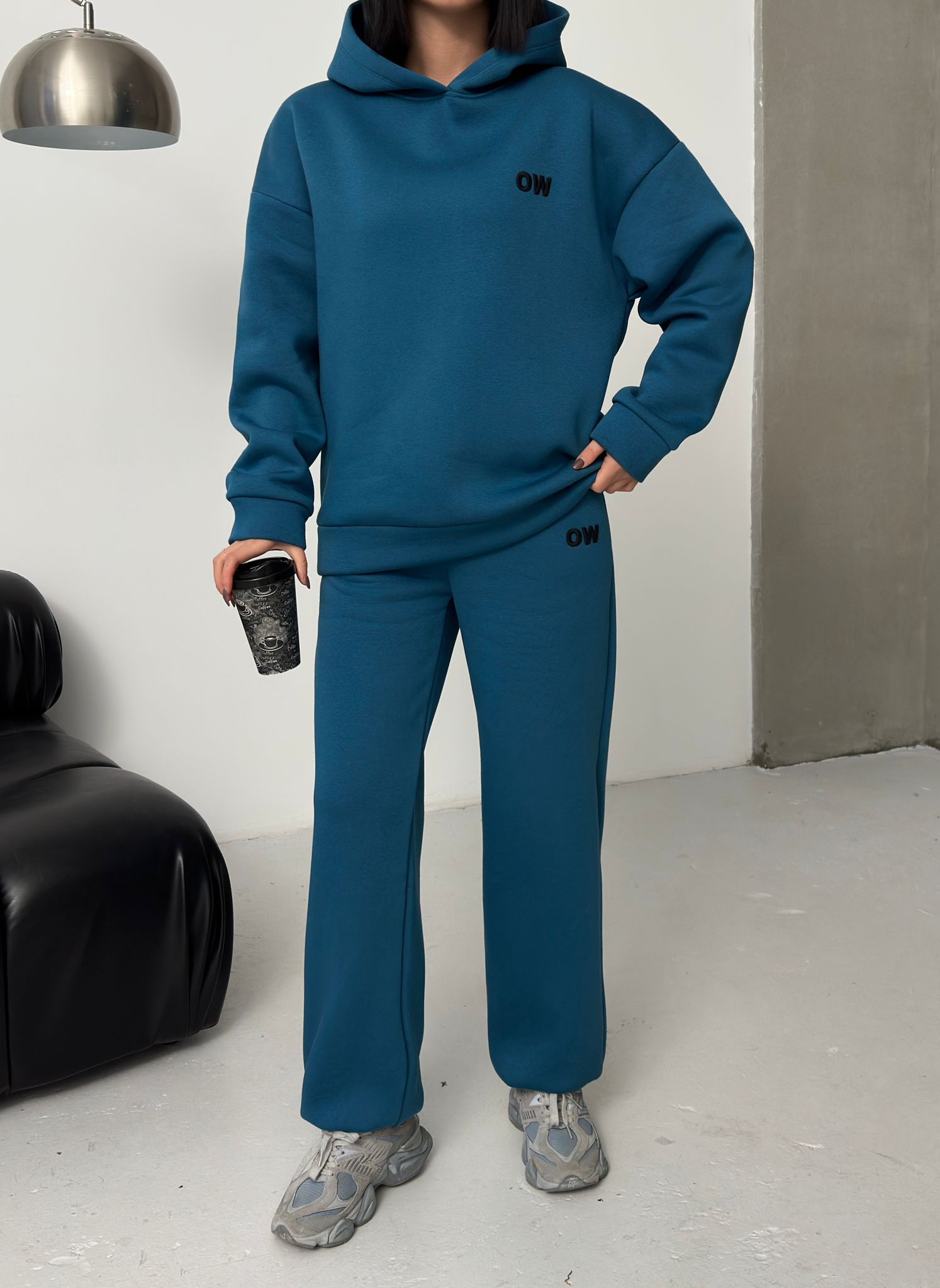 Nakış Detaylı 3 İplik Şardonlu Eşofman Takımı ek resim