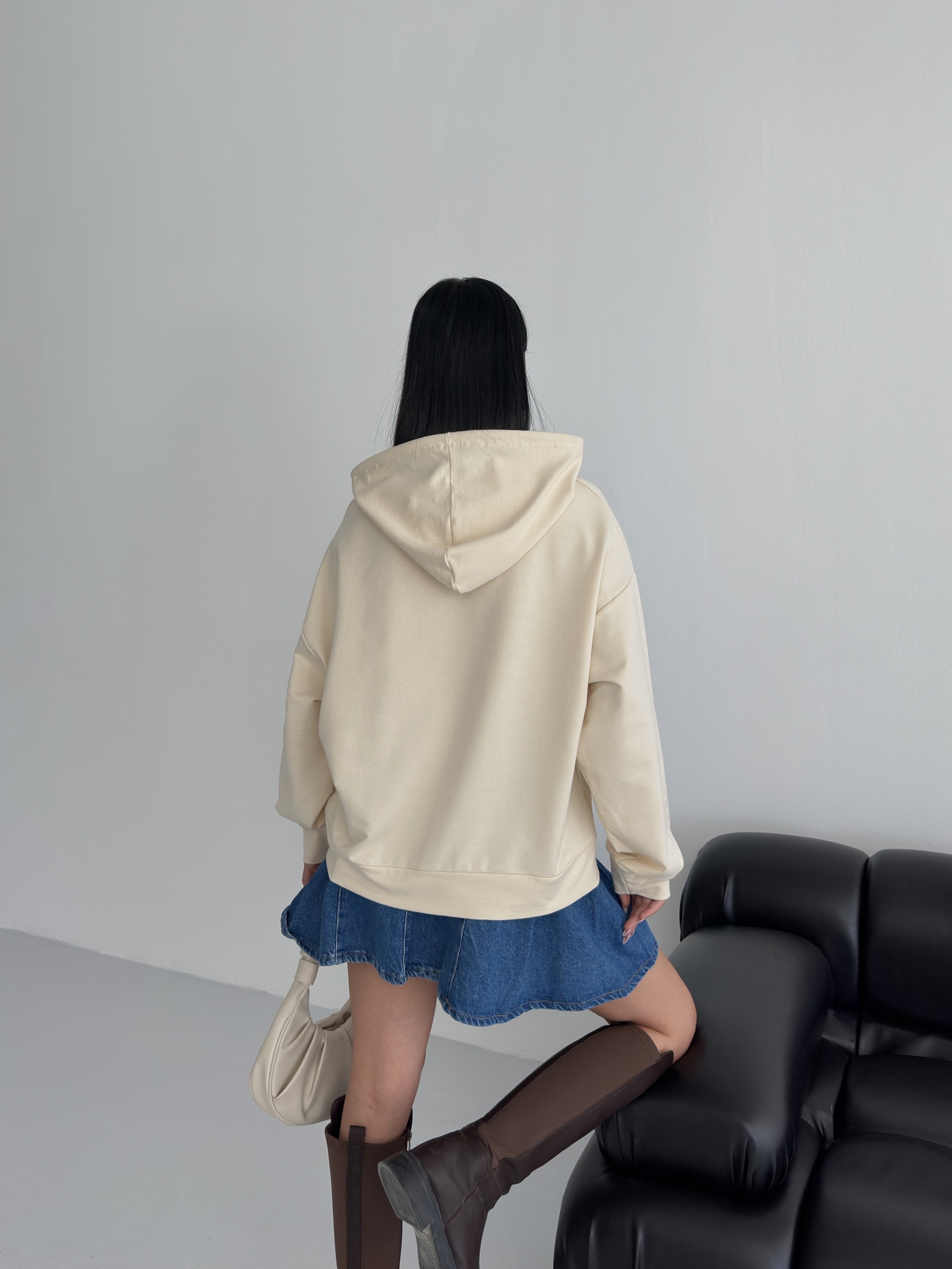 Barcelona Baskılı Kapüşonlu 2 İPLİK Sweatshirt ek resim